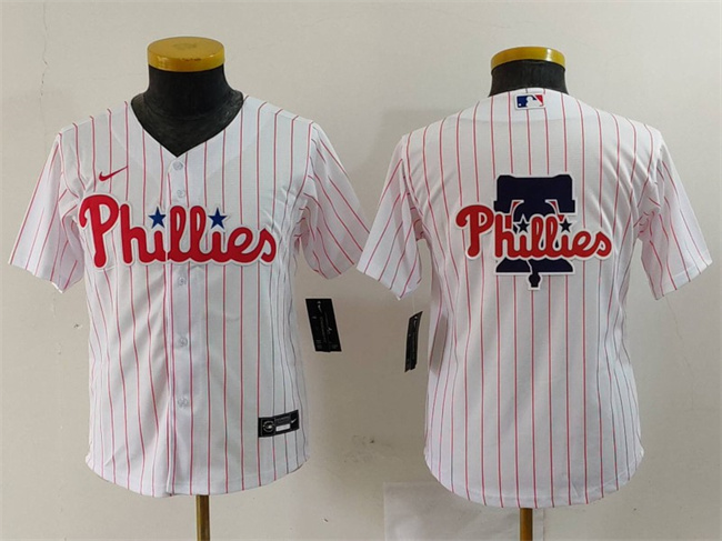 Youth Philadelphia Phillies Team Big Logo White Cool Base Stitched Baseball Jersey Youth Philadelphia Phillies Team Big Logo White Cool Base Stitched Baseball Jersey